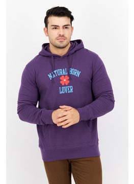 Levi's Men Hooded Neck Long Sleeves Graphic Printed Sweatshirts, Purple  - Image 1