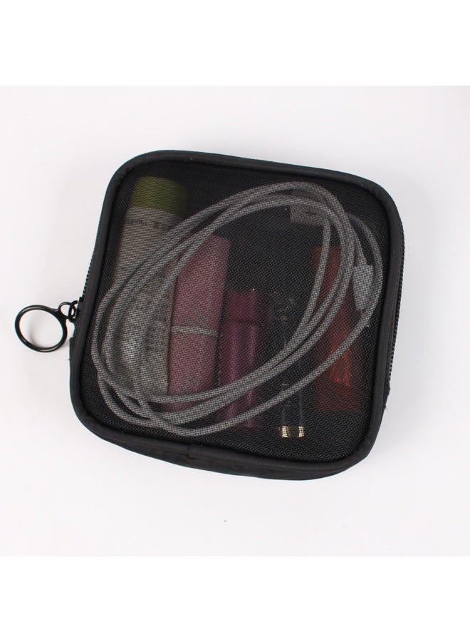 2PCS Mesh Makeup Bag, 11.5cm Clear PVC Toiletry Pouch with Zipper, Travel Cosmetic Organizer - Image 2