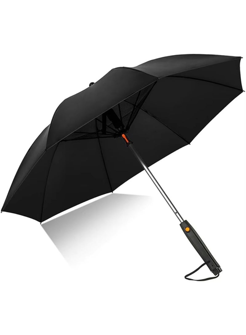 BlueFire 27-inch Cooling Fan Misting Umbrella – UV Protection Straight Umbrella with Built-in Fan & Water Spray, Summer Sun Black Coating Anti-UV Travel & Business Gift Umbrella for Adults (103cm Open Diameter) - Image 1