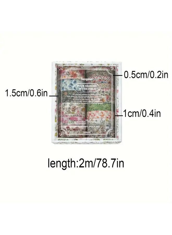 18pcs Washi Tape Set 240812-1 Vintage Floral Animal for DIY Scrapbooking Gift Wrapping Crafts - Image 3