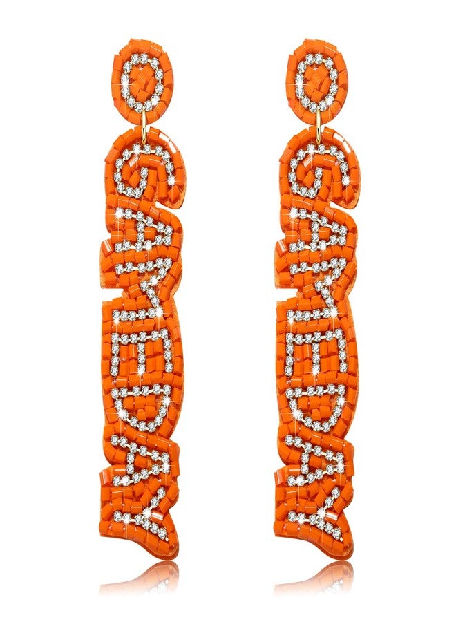 MOLOCH Game Day Earrings for Women Rhinestone Beaded Letter GAME DAY Dangle Earrings Handmade Sports Earrings Football Mom Accessories Game Day Jewelry Gifts - Image 1