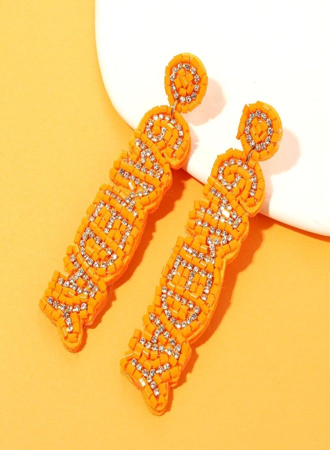 MOLOCH Game Day Earrings for Women Rhinestone Beaded Letter GAME DAY Dangle Earrings Handmade Sports Earrings Football Mom Accessories Game Day Jewelry Gifts - Image 4