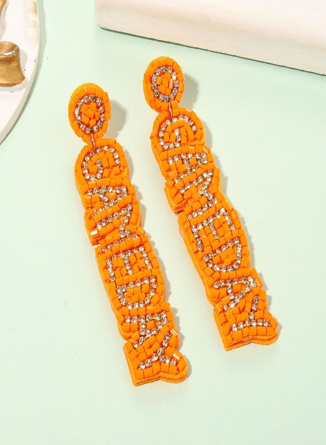 MOLOCH Game Day Earrings for Women Rhinestone Beaded Letter GAME DAY Dangle Earrings Handmade Sports Earrings Football Mom Accessories Game Day Jewelry Gifts - Image 5