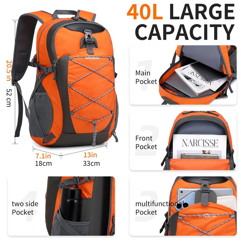 SHENHU 40L Hiking Backpack Lightweight Daypack Waterproof Travel Camping Backpack for Men Women Sport Packable - Image 2