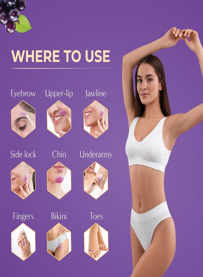 Honeybee Acai Berry Brazilian Beans Wax For Women | Katori Beads Wax For Hair Removal | Liposoluble Stripless/No-Strips Waxing At Home For Brazilian Bikini, Face, Eyebrows, Upper-Lips, Chin, Underarms | Waxing Kit with Post Wax Wipes - 80g - Image 4
