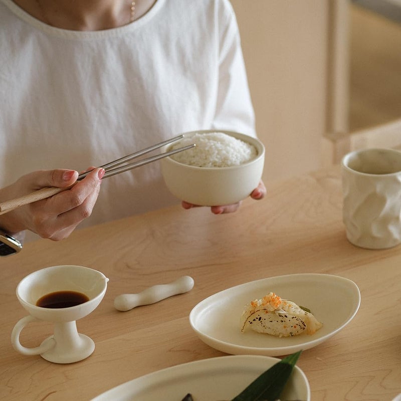 WENSHUO طقم 4 أطباق حساء سيراميك دائرية كلاسيكية من وِنشُو لوجبة الإفطار للقمح والشوفان والأرز والحلويات والسلطة 10 أونصات بلون كريمي غير لامع - Image 5