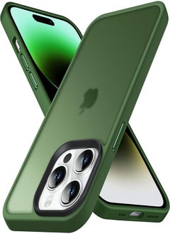 ESCASE iPhone 14 Pro Max Case Back Cover,【Full Shockproof Protection】Translucent Matte Back, Slim Phone Cover for Apple 14 Pro Max (2022)(Green)  - Image 1