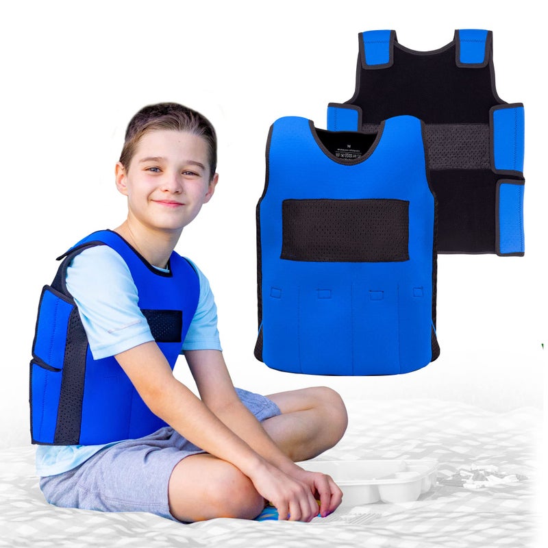 Ted Kangaroo Weighted Vest for Kids Sensory Compression Vest Deep Pressure Comfort (Smallï¼ŒBlue) - Image 1