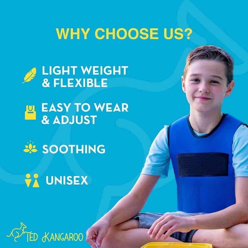 Ted Kangaroo Weighted Vest for Kids Sensory Compression Vest Deep Pressure Comfort (Smallï¼ŒBlue) - Image 5