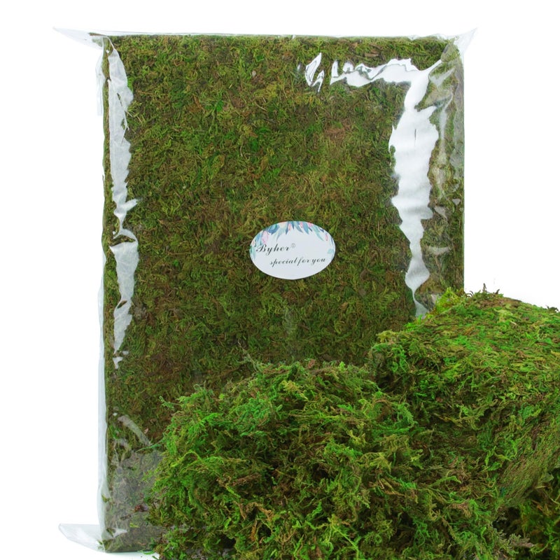 BYHER 35oz (2.18 Pounds) Green Artificial Moss for Indoor Crafts, Fairy Gardens, Table Centerpieces, Wedding Decor - Image 1