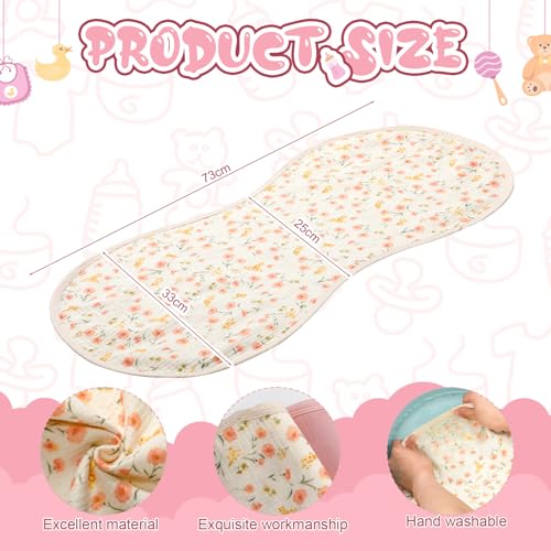 Hahafelt 3 Pcs Changing Pad Liners Fits in Peanut Shape Changing Pad Waterproof Diaper Mats Organic Cotton Peanut Mats are Warm on a Babys Back Washable ReusableBeautiful StylePink - Image 3