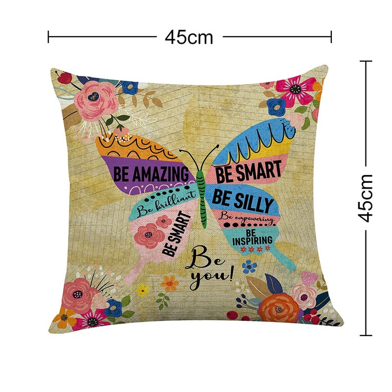 Littlefa Inspiring Gifts Cute Colour Butterfly Throw Pillow Cover Flower Cushion Cover Decorative Pillowcase Living Room Bedroom Decor for Girls Friends Daughter Niece Women - Be Amazing - Image 2