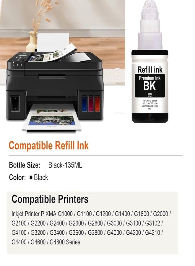 Hynear GI 790 Refill Ink Bottle Suitable for Canon PIXMA G1000 G1010 G2000 G2010 G3000 G3010 G4000 G4010 Printer (135 X 1Bottle/Black) - Image 3