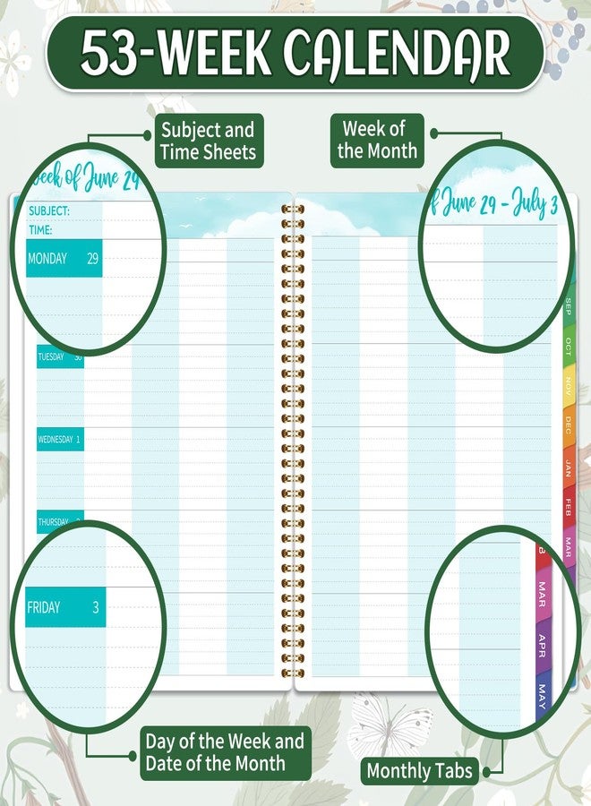 Vondafe Teacher Planner 2026-2027 - Teacher Lesson Planner 2026-2027, 8.3" x 11", Jul.2026 - Jun.2027, Academic Planner, Weekly & Monthly Lesson Plan Book for Teachers with Back pocket, Colorful Tabs - Floral - Image 5