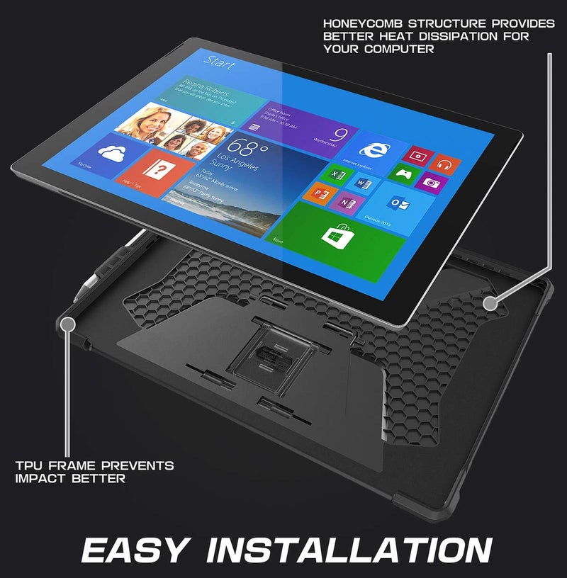 SUPCASE [سلسلة UB PRO] غلاف واقي قوي مع قاعدة قابلة للطي لجهاز Surface Pro 7/Pro 6 من مايكروسوفت (أسود) - Image 5