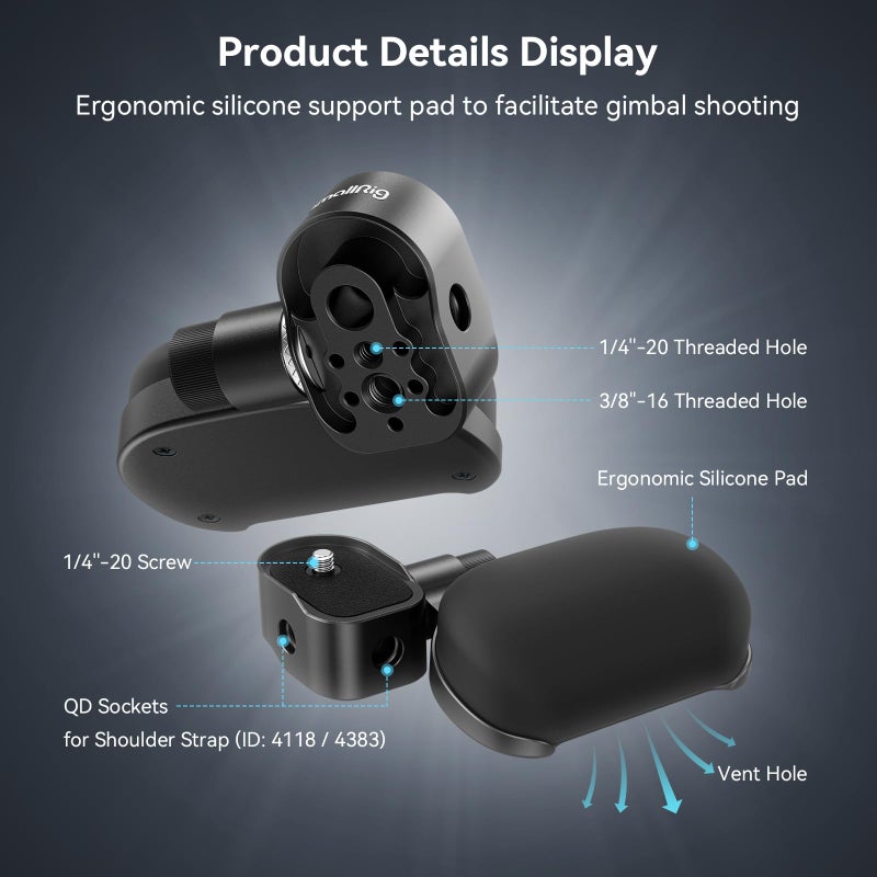 SmallRig Wrist Support for DJI RS 4/RS 4 Pro/RS 3/RS 3 Pro/RS 2, Weight-Reducing Rotatable Design for Different Angle, with QD Quick Release Buckles, 1/4"-20 & 3/8"-16 Threaded Holes - 4248 - Image 4