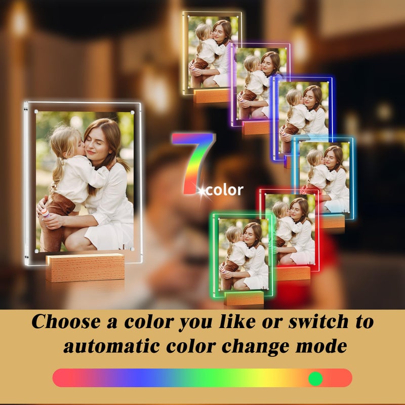 laapee Light up Picture Frame 5x7, Color-Changing Led Picture Frame, Love Photo Frames for Couple, Cute Picture Lamp Decor for Family - Image 2