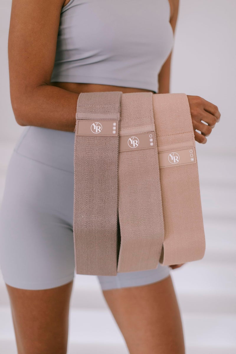 Your Reformer Fabric Booty Band Set for Pilates and Other Workouts- 3 Levels of Resistance 100% Latex Free- Mocha - Image 2