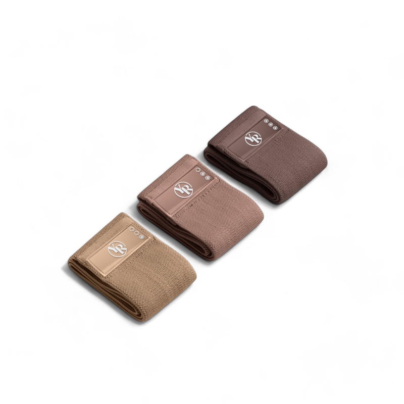 Your Reformer Fabric Booty Band Set for Pilates and Other Workouts- 3 Levels of Resistance 100% Latex Free- Mocha - Image 1