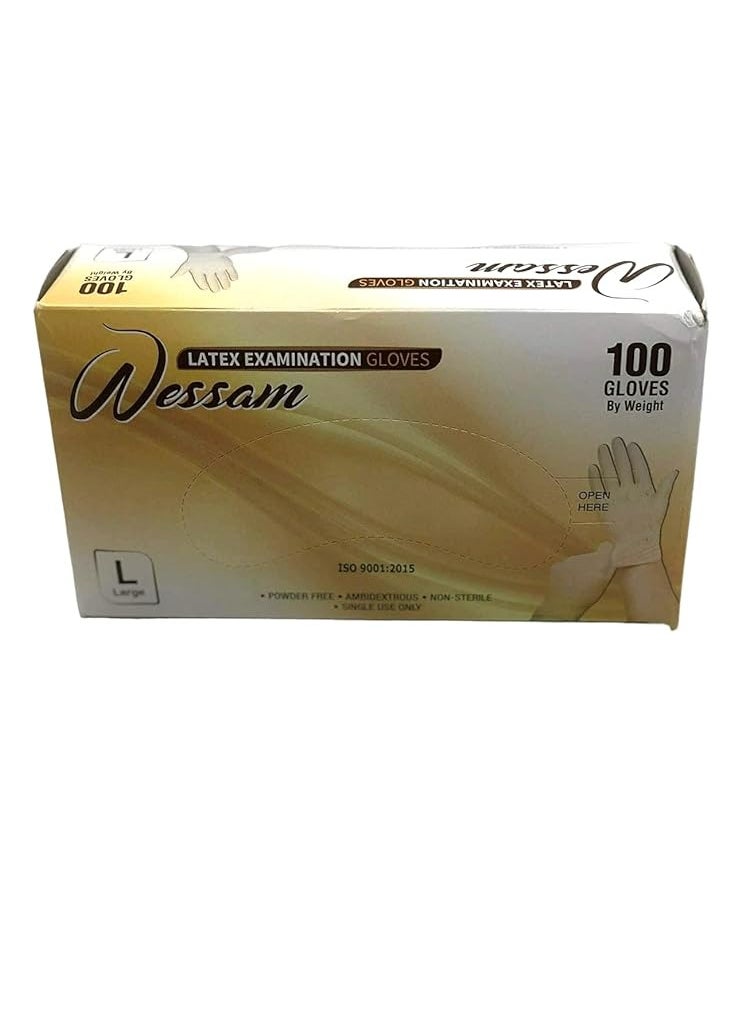 Wesam Alasalah - Wissam Powder Free Latex Examination Gloves - 100 Pieces - Large - Image 1