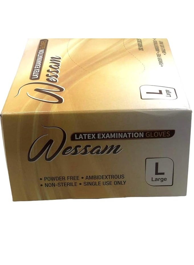 Wesam Alasalah - Wissam Powder Free Latex Examination Gloves - 100 Pieces - Large - Image 1