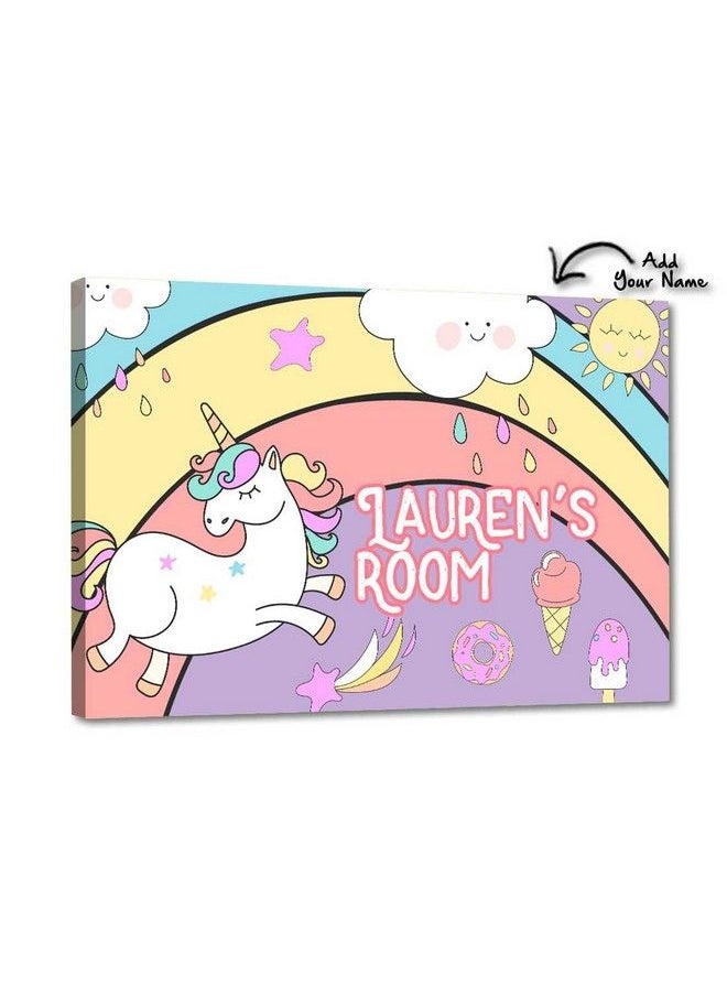 Nutcase Personalized Kid'S Baby Room Door Sign With Screws Included 12"X8"Unicorn Rainbows Sunshine.  - Image 1
