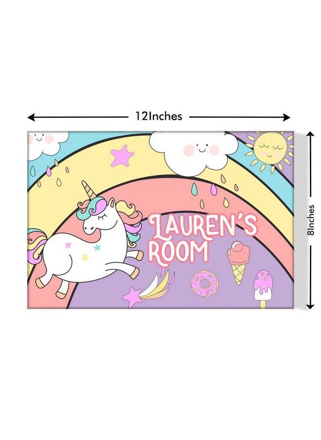 Nutcase Personalized Kid'S Baby Room Door Sign With Screws Included 12"X8"Unicorn Rainbows Sunshine.  - Image 4
