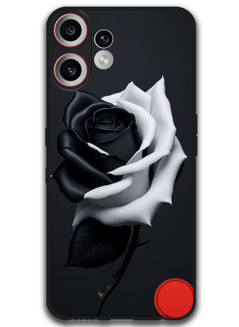 Theodor Case Compatible with Nothing CMF Phone 2 Pro 6.77 Inch Protection Shockproof Bumper Cover Black and White Rose - Image 1