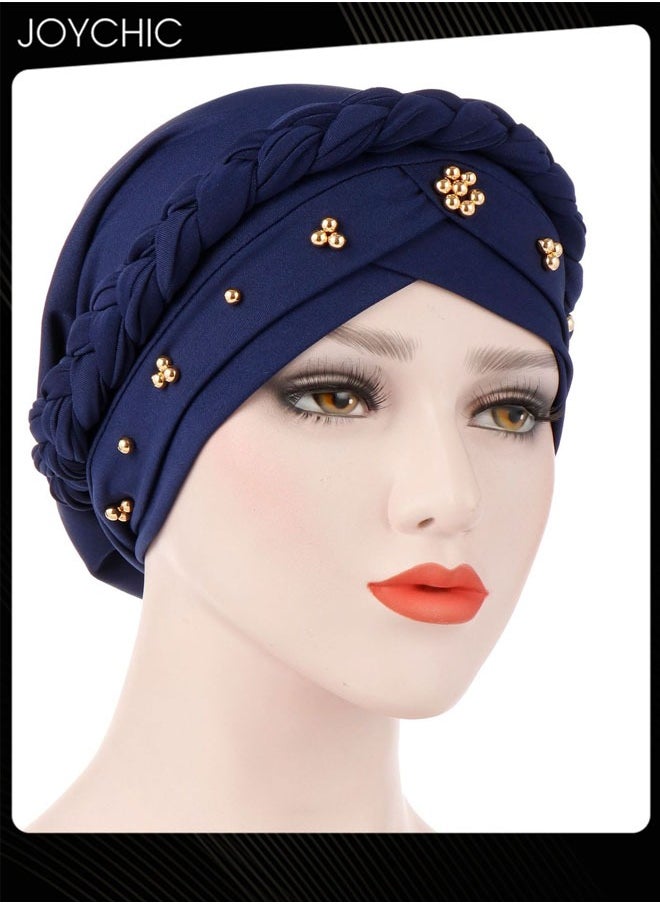 Navy Spring Autumn Turban Cap Women Wrap Beaded Braid Turban Islamic Muslim Fashion Moisture Wicking Hijab for Women Girls - pzsku/Z623FB1AB8ACBF6F40F8DZ/45/_/1724981867/5a294fde-068c-4caa-aa32-98f1197a76ce