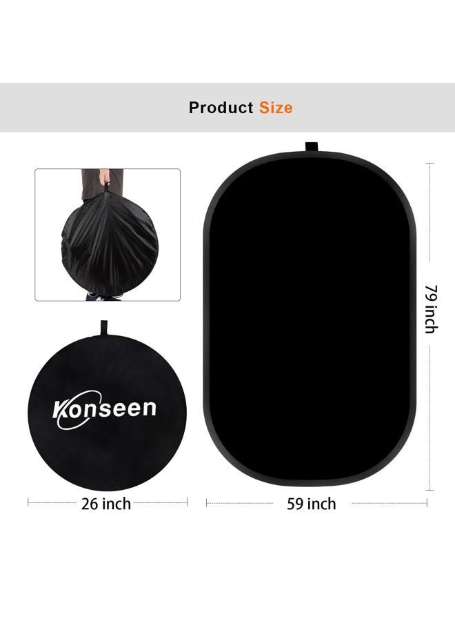 Konseen لوحة عاكسة قابلة للطي 4 في 1 للخلفية للتصوير 1.5x2 م/5x6.5 قدم كروماكي 100% قطن موسلين أسود أبيض قابلة للعكس مع حقيبة حمل - Image 5