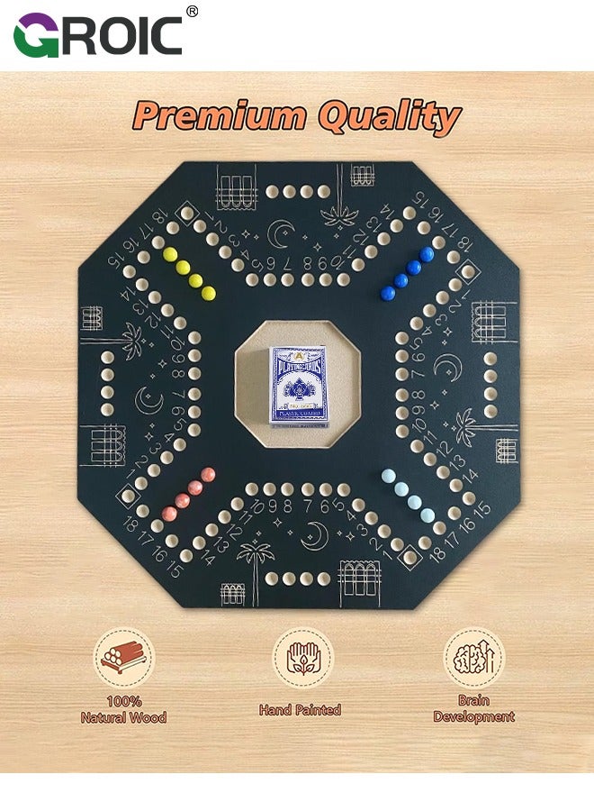 GROIC Jackaroo Board Game,Ludo Board Game,Jackaroo Joker Wooden Board Game for 4 or 6 players double sided,Includes Cards and Marbles, Small bag for Marbles,Jackaroo Game Family Game Marble Game - Image 3