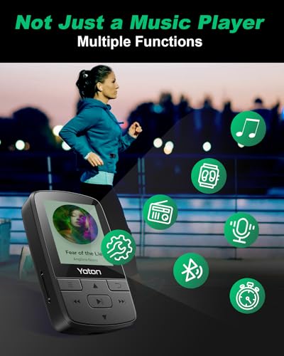 Yoton MP3 Player with Bluetooth 5.2, 64GB, HiFi-Music, with Sports Clip and Independent Volume Button, FM Radio, Earphones Included - Image 4