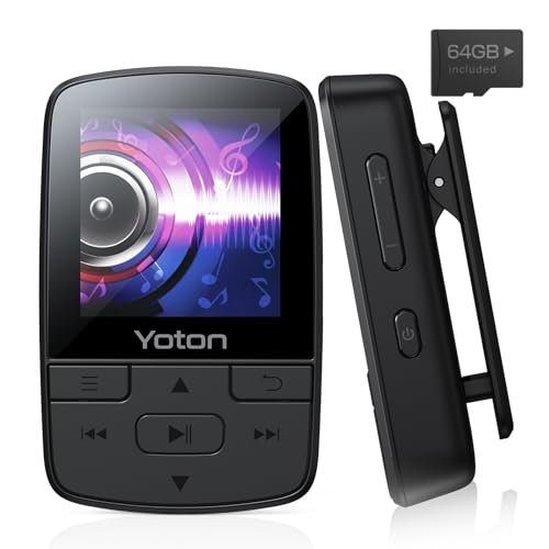Yoton MP3 Player with Bluetooth 5.2, 64GB, HiFi-Music, with Sports Clip and Independent Volume Button, FM Radio, Earphones Included - Image 1
