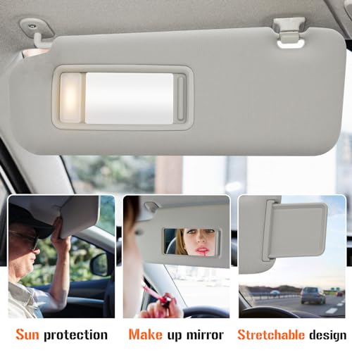 AEagle Sun Visor with Light for Mazda CX-9 2010-2015, Right Passenger Side Grey Sunvisor Replace Ment TDY1-69-320 - Image 4