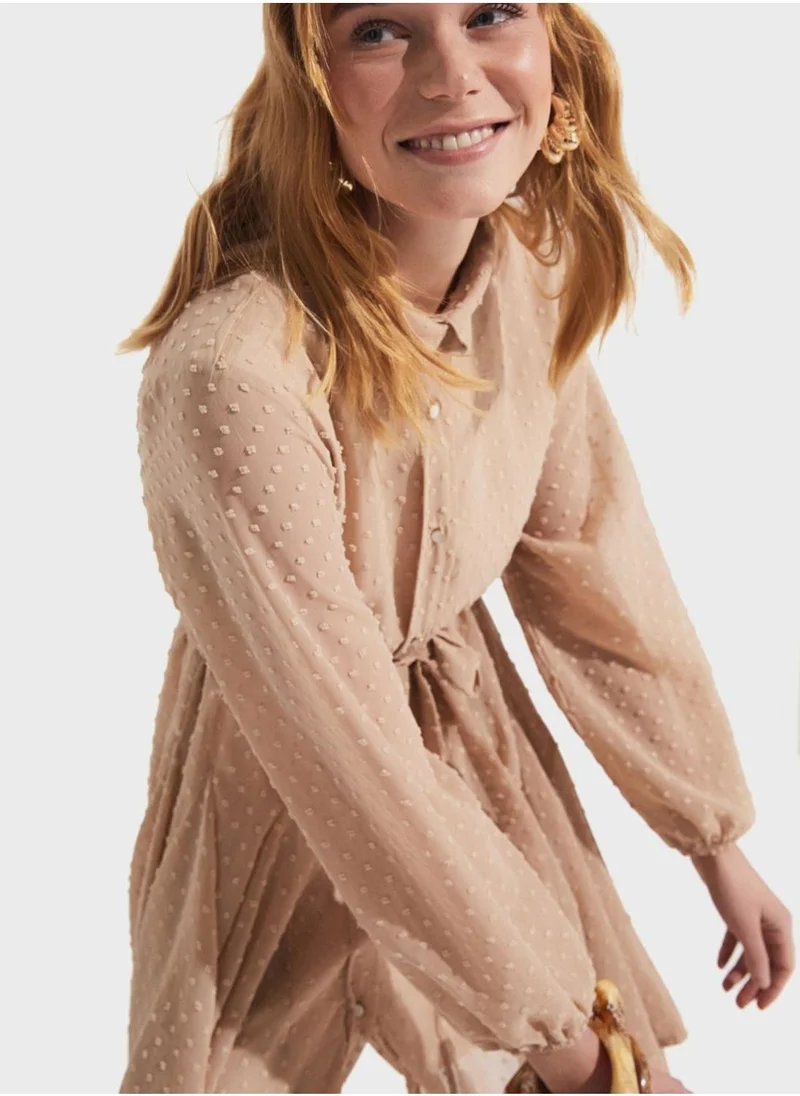 JUNE Button Details Shirt Dress