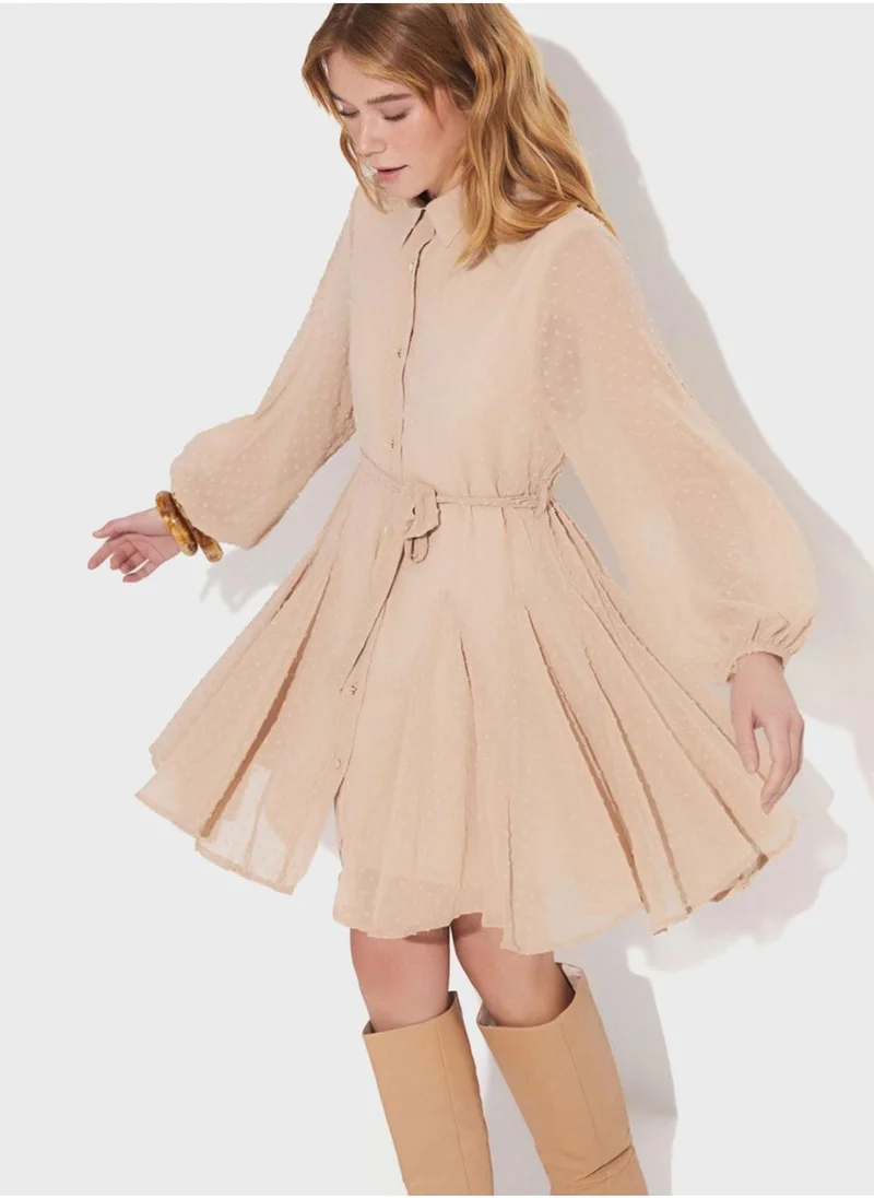 JUNE Button Details Shirt Dress