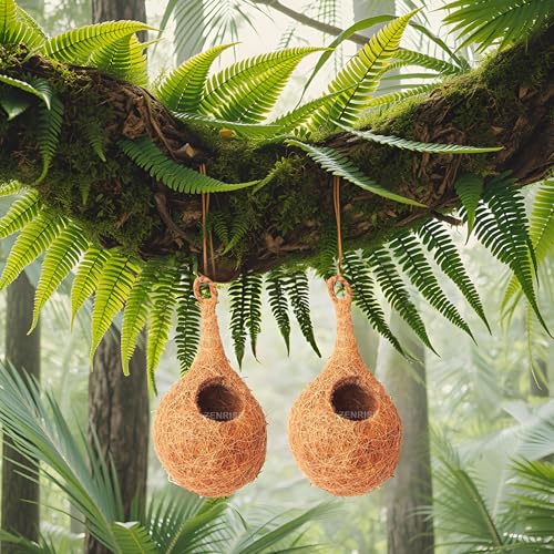 ZENRISE® 100% Natural Coir Bird nest for Balcony and Pet Birds Sparrows Finches breeding Egg, Beige - Set of 2 - Image 4