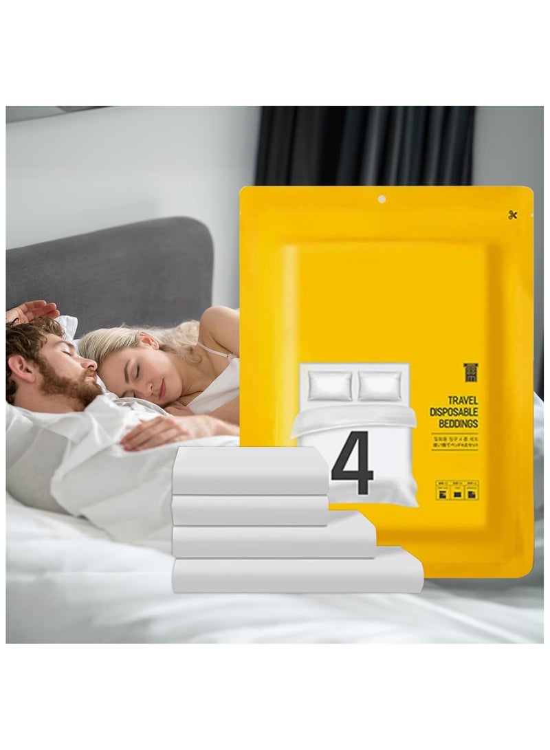 Disposable Bed Sheets for Travel, Portable Disposable Bedding Set with Bed Sheet*1/Quilt Cover*1/Pillowcases*2 Disposable Bed Sheets King Size for Travel Business Trip Camping Hotel. - Image 1