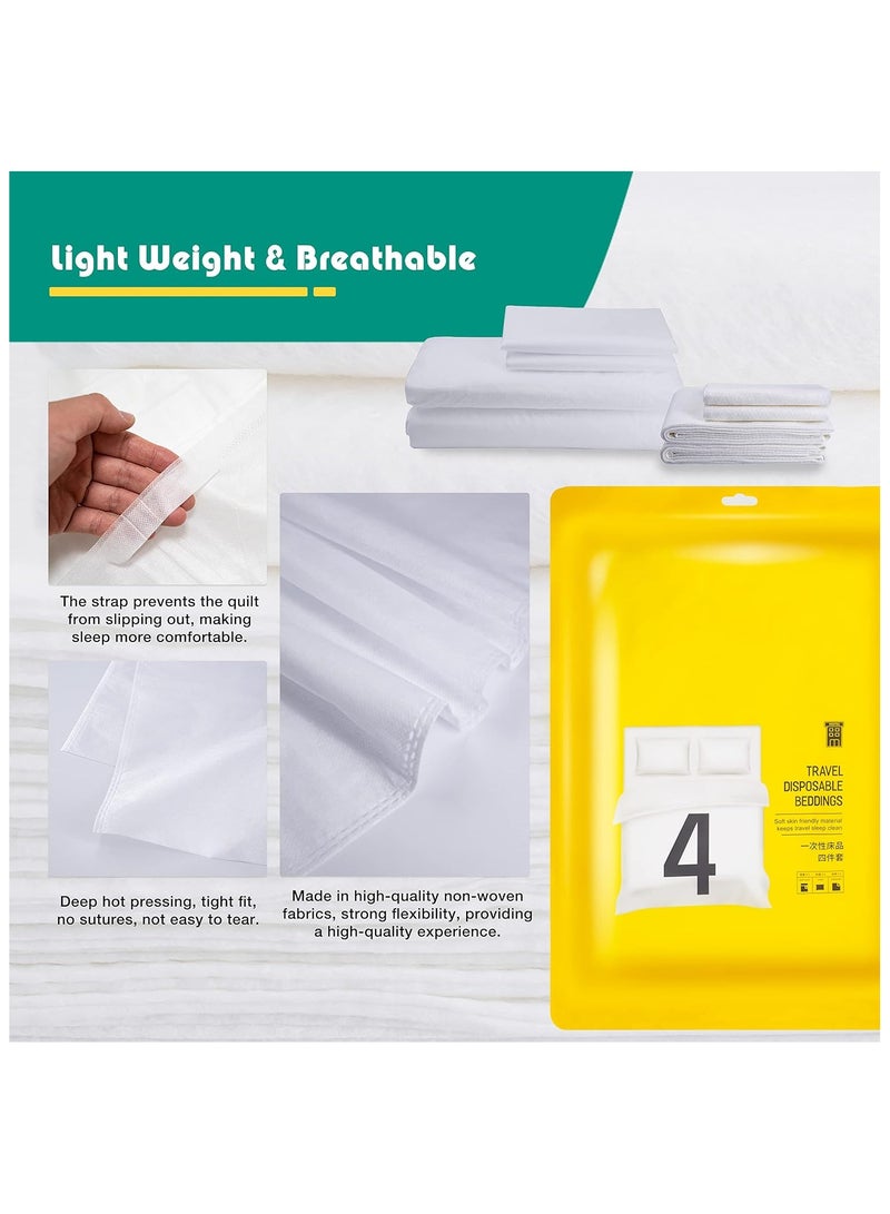 Disposable Bed Sheets for Travel, Portable Disposable Bedding Set with Bed Sheet*1/Quilt Cover*1/Pillowcases*2 Disposable Bed Sheets King Size for Travel Business Trip Camping Hotel. - Image 5