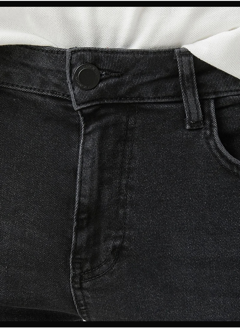 كوتون Folded Cuff Denim Shorts