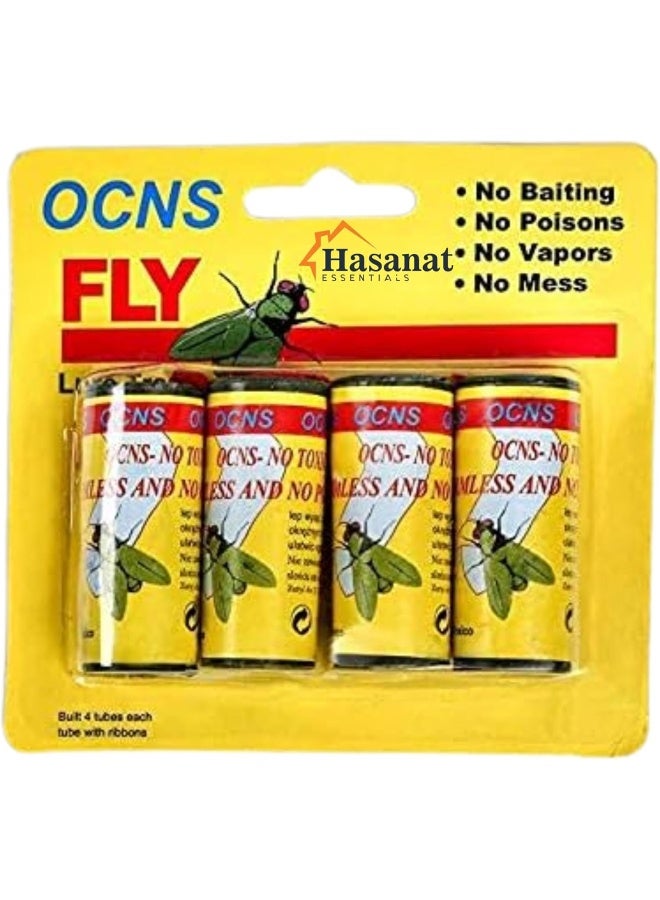 HASANAT ESSENTIALS Essentials Sticky Fly Pest Catcher Ribbon Strips Kitchen Washroom Garden Super Value 4-Rolls  - Image 1