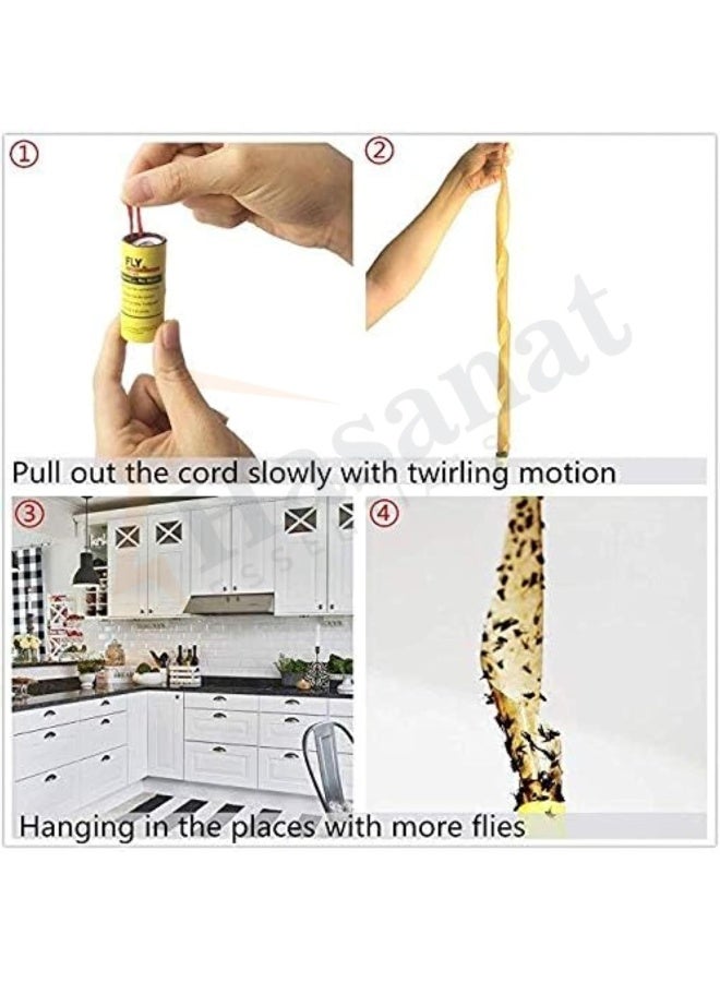 HASANAT ESSENTIALS Essentials Sticky Fly Pest Catcher Ribbon Strips Kitchen Washroom Garden Super Value 4-Rolls  - Image 2