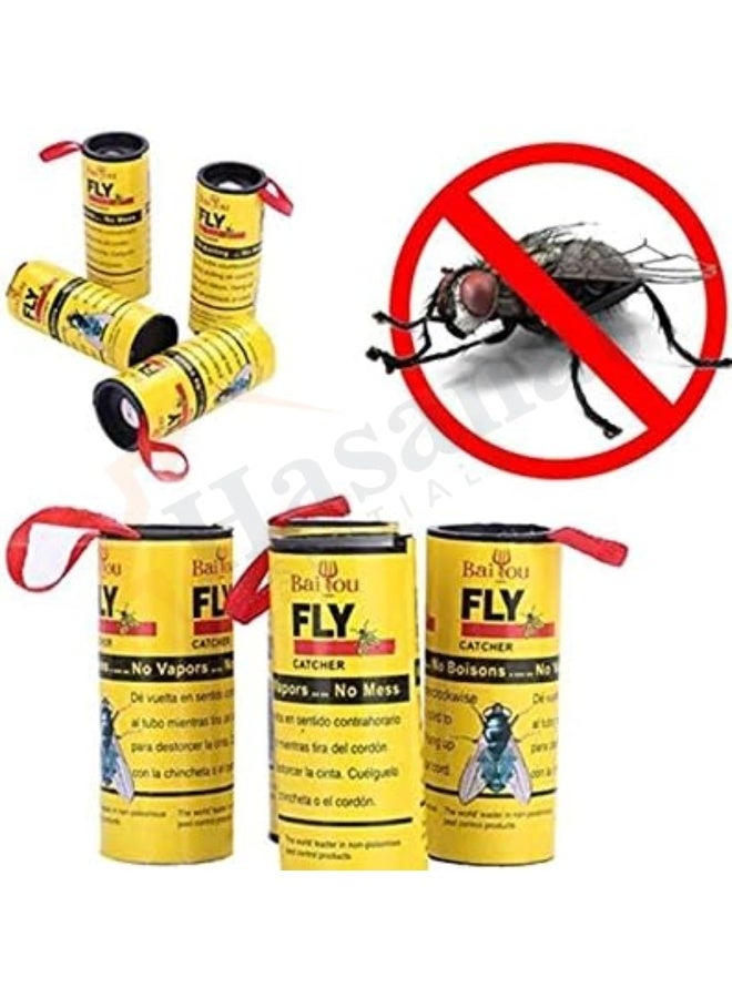 HASANAT ESSENTIALS Essentials Sticky Fly Pest Catcher Ribbon Strips Kitchen Washroom Garden Super Value 4-Rolls  - Image 4