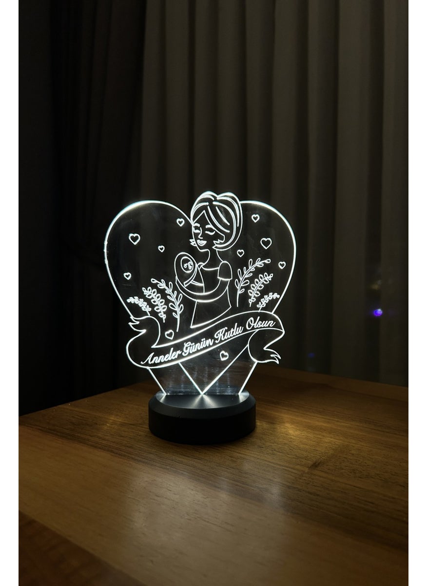 By-Lamp Mother's Day Gift. Happy Mother's Day Written. Mother Heart Figured LED Table Lamp  - Image 1