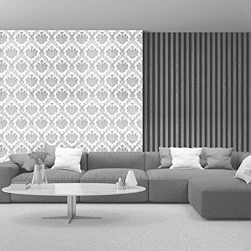 Wollzo Silver Flower Self Adhesive Wallpaper(Multicolour, 45 x 500 cm) - Image 3