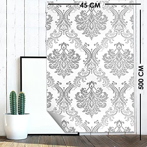 Wollzo Silver Flower Self Adhesive Wallpaper(Multicolour, 45 x 500 cm) - Image 4