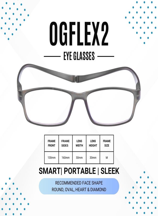 AEC OGFlex2 Magnetic Neck Resting Reading Glasses | Blue Light Blocking Spectacles | Portable Unisex Eyewear for Men & Women | (Grey, +1.25) - Image 3