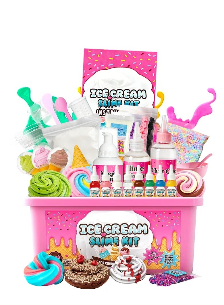 Slime Making Kit for Girls and Boys Slime Making Kit for Girls and Boys Glow in the Dark Slime Kit for Kids Non-Sticky Soft Scented Cloud Slime Making Kit Art Crafts Stress Relief Squeeze Toys Stress Relief Toys - Image 1