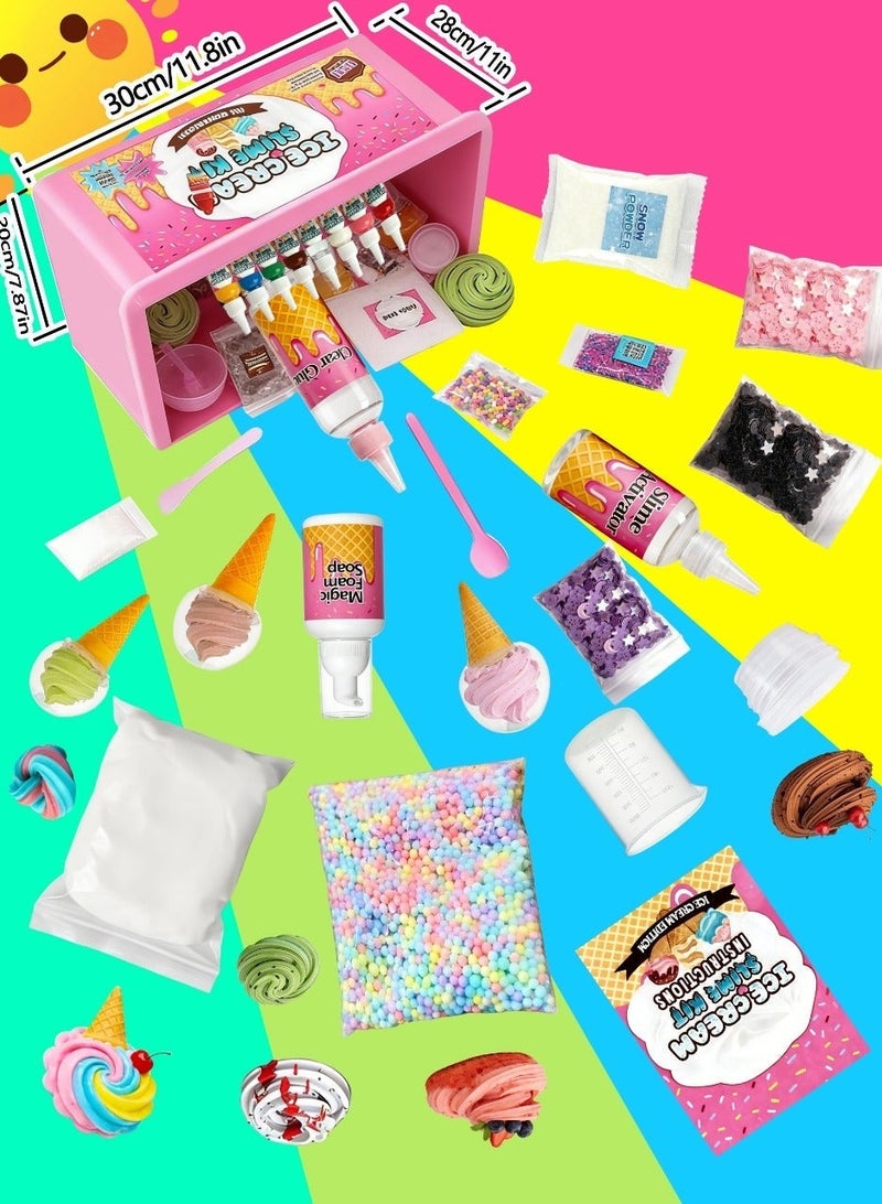 Slime Making Kit for Girls and Boys Slime Making Kit for Girls and Boys Glow in the Dark Slime Kit for Kids Non-Sticky Soft Scented Cloud Slime Making Kit Art Crafts Stress Relief Squeeze Toys Stress Relief Toys - Image 2