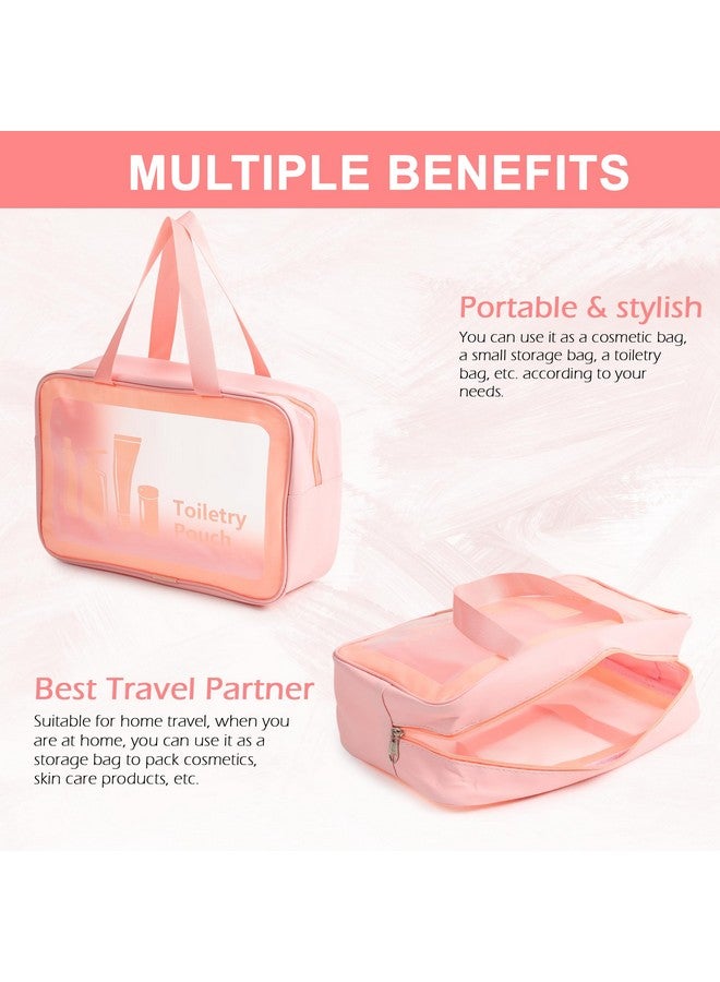 URSHIGAR Travel Makeup Pouch Set - Set of 3 Cosmetic & Toiletry Organizer Bags for Women & Girls | Portable Toiletries Kit for Makeup, Skincare, Essentials - Pink - Image 3